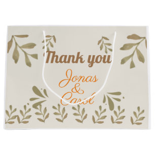 Custom party gift greenery watercolor modern large gift bag