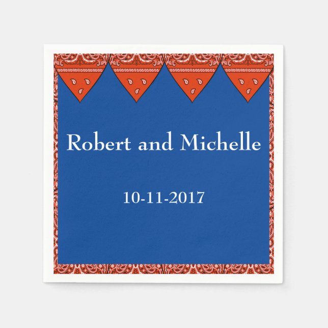 Custom Party Napkin Red Bandana Print (Front)