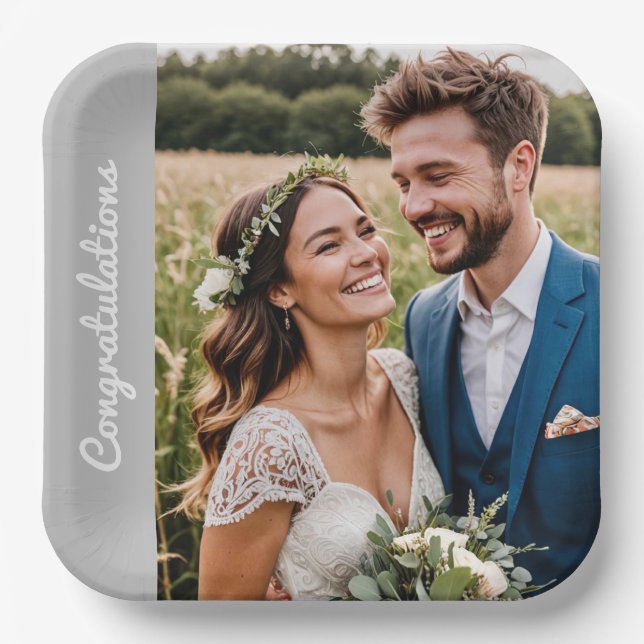 "Custom Party Plate – Photo & Text Minimalist" (Front)