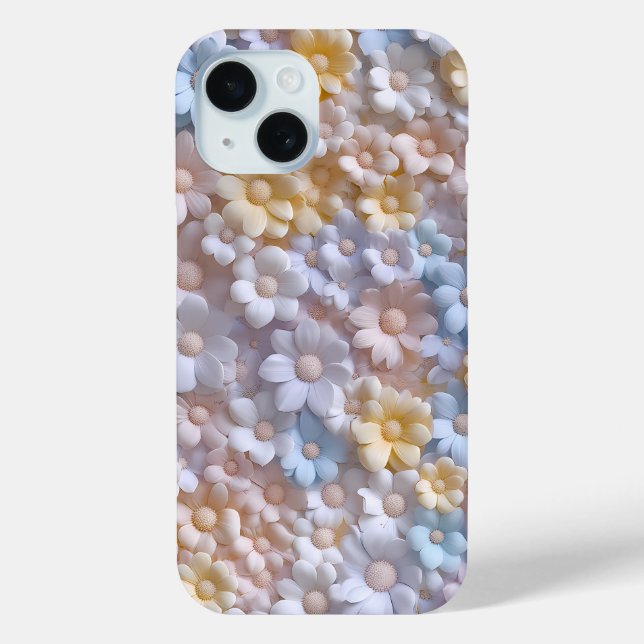 Custom Pastel 3D Flower Pattern Phone Case (Back)
