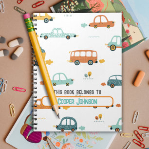 Custom pastel blue and orange car name notebook