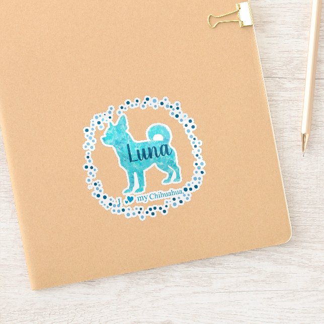 Custom Pastel blue chihuahua Silhouette sticker (Notebook)