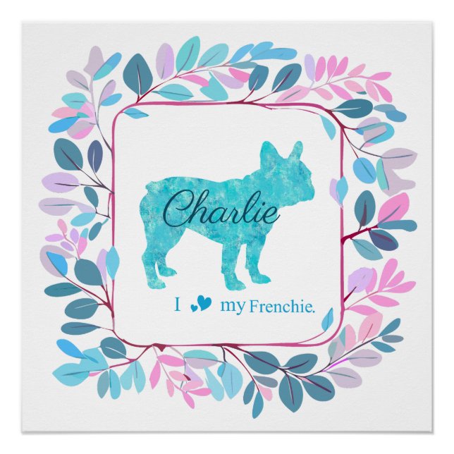 Custom Pastel blue french bulldog poster decor (Front)