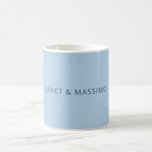 Custom pastel blue personalized minimalist name coffee mug (Center)