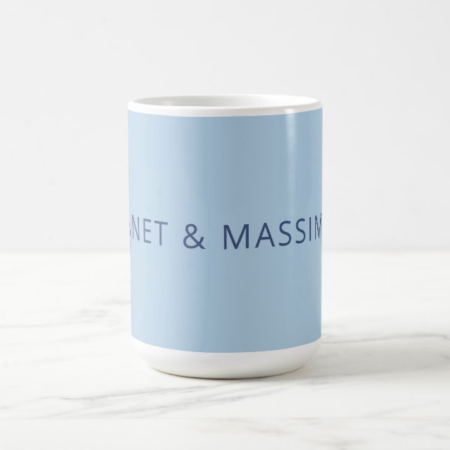 Custom pastel blue personalized minimalist name coffee mug (Center)