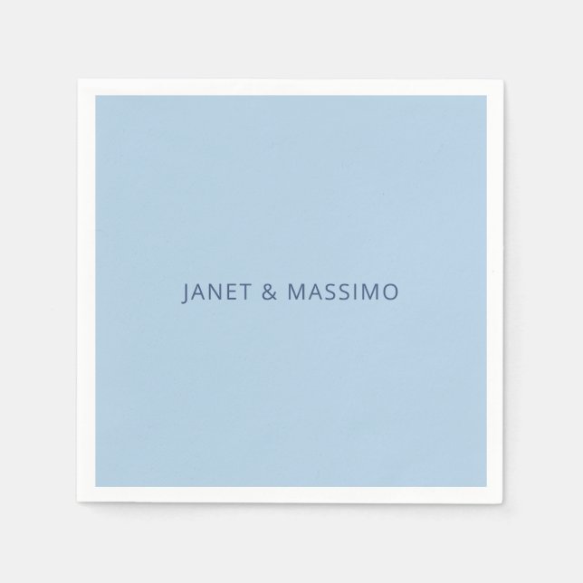 Custom pastel blue personalized minimalist name napkin (Front)