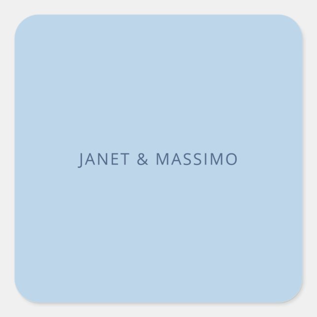 Custom pastel blue personalized minimalist name square sticker (Front)