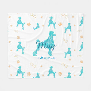 Custom Pastel Blue Poodle Silhouette Blanket Gift