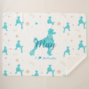 Custom Pastel Blue Poodle Silhouette Blanket Gift