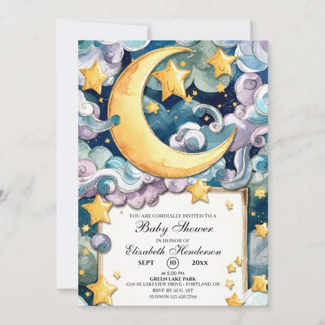 Custom Pastel Celestial Baby Shower Invitation (Front)