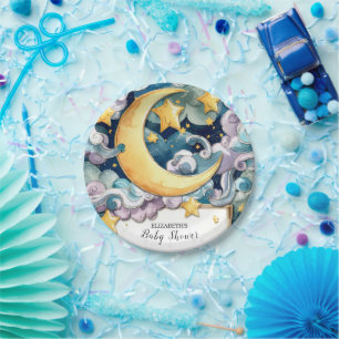 Custom Pastel Celestial Baby Shower Paper Plate
