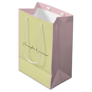 Custom pastel colour personalized minimalist name medium gift bag