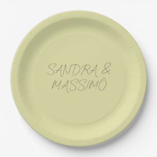 Custom pastel colour personalized minimalist name paper plate