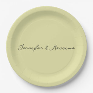 Custom pastel colour personalized minimalist name paper plate