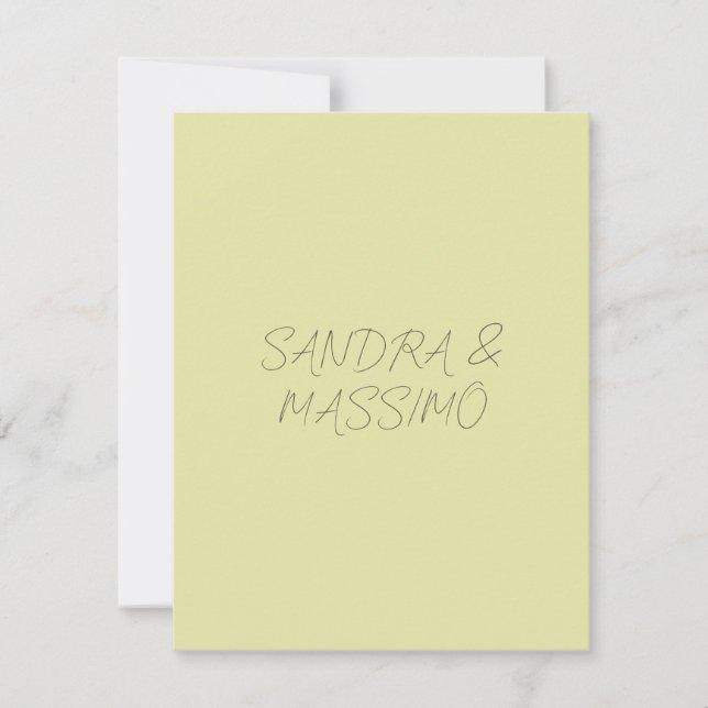 Custom pastel colour personalized minimalist name RSVP card (Front)