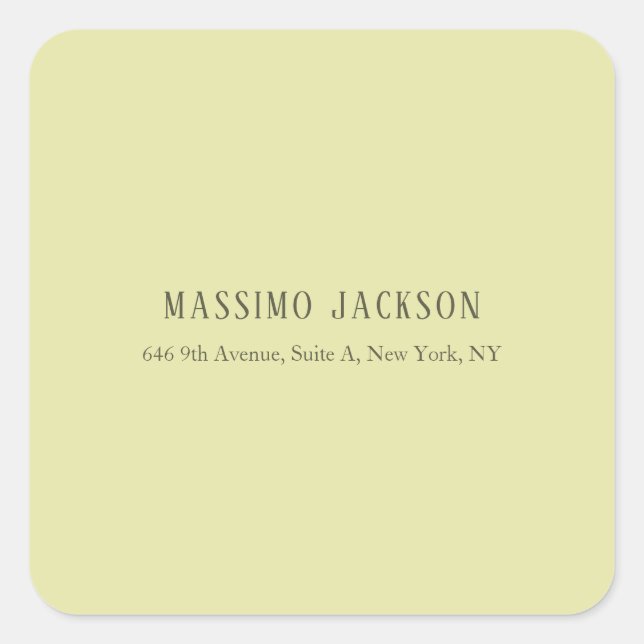 Custom pastel colour personalized minimalist name square sticker (Front)