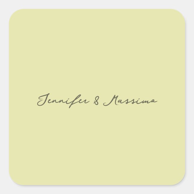 Custom pastel colour personalized minimalist name square sticker (Front)