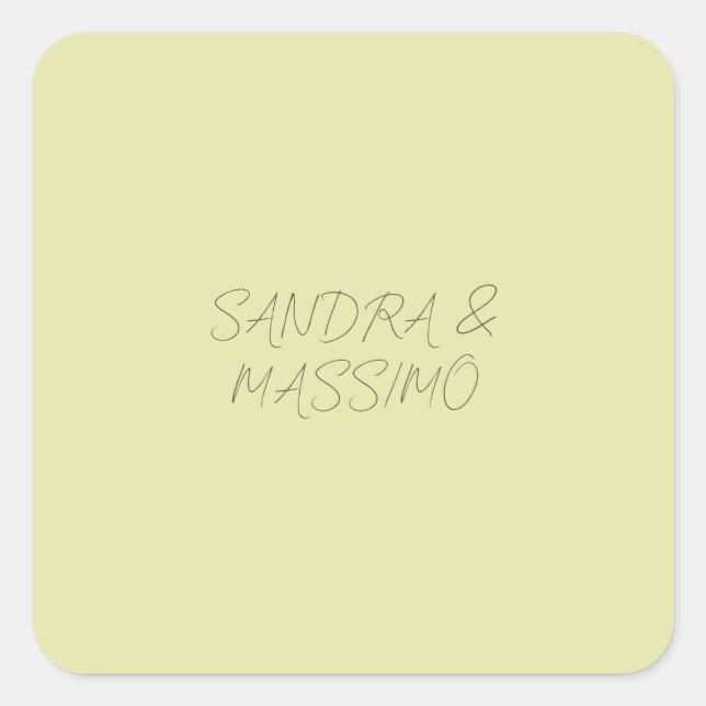 Custom pastel colour personalized minimalist name square sticker (Front)