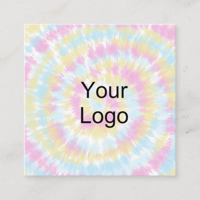 Custom. Pastel Colours. Tie Dye. Square Business Card (Front)