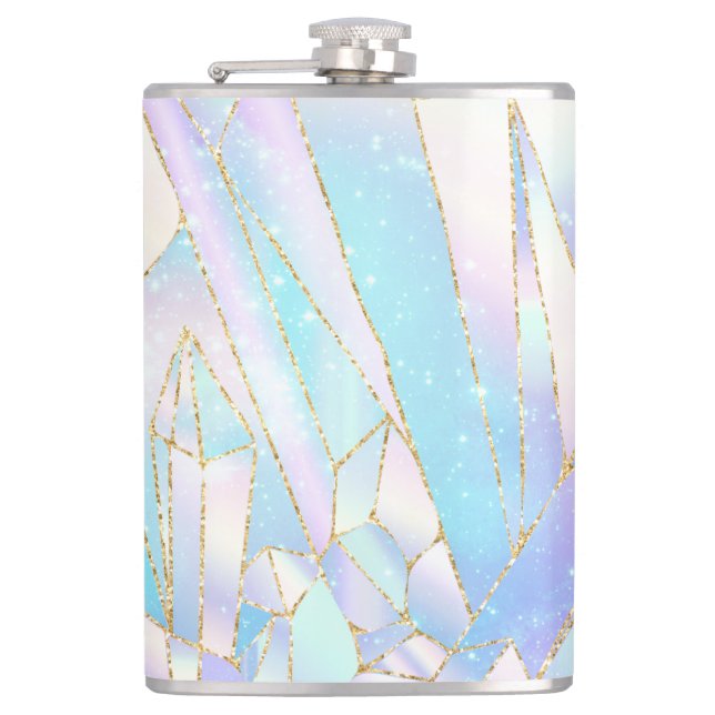CUSTOM PASTEL CRYSTAL WHITE GOLD HIP FLASK (Front)
