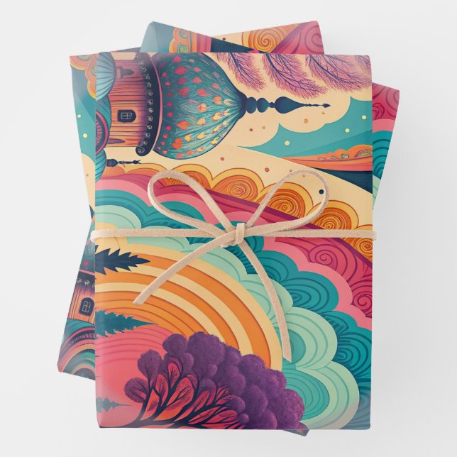 Custom Pastel Dome Dream Wrapping Set (3 Sheets) Wrapping Paper Sheet (In situ)