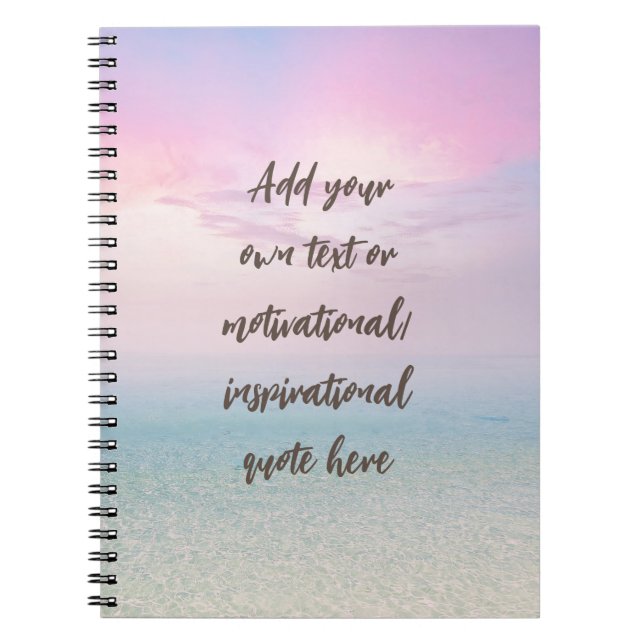 CUSTOM Pastel Dream Beach Motivational Quote Notebook (Front)