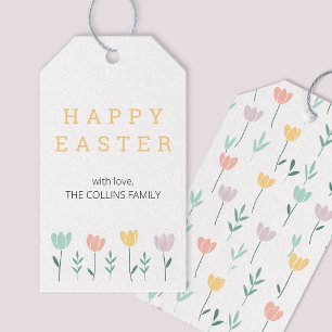 Custom Pastel Floral Cute Colourful Happy Easter Gift Tags