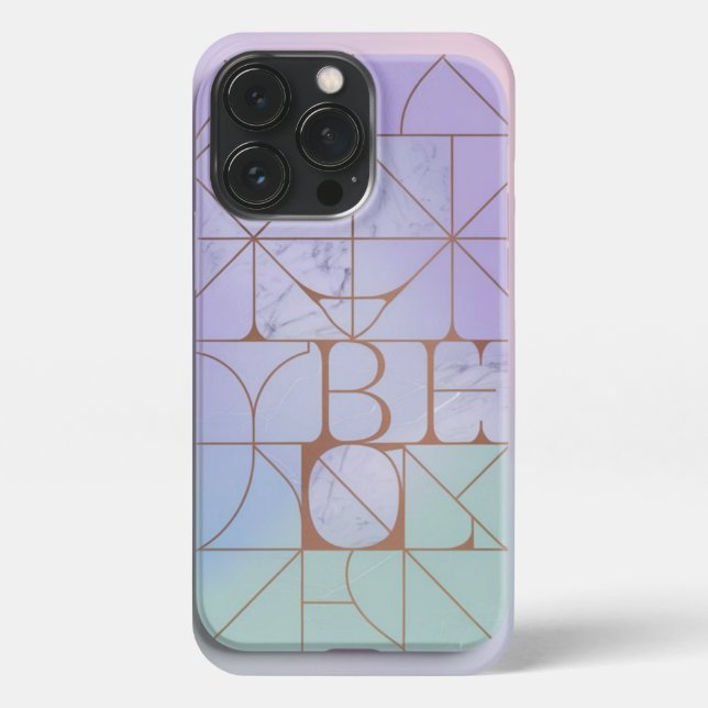 Custom Pastel Geometric Marble Initials Phone Case (Back)
