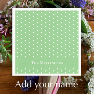 Custom Pastel Green and White Polka Dot Easter Napkin