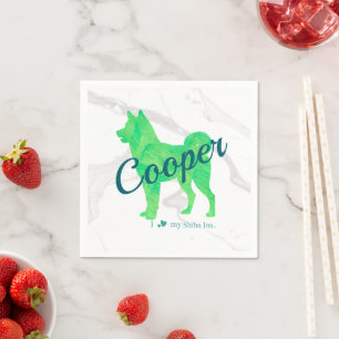 Custom Pastel Green Shiba Inu Silhouette Napkin