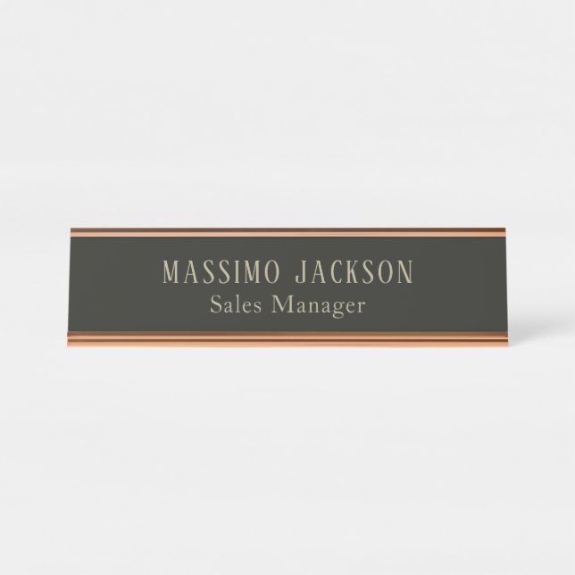Custom pastel grey personalized minimalist name desk name plate (Front)