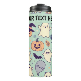 Custom Pastel Halloween Pattern Spooky Ghost Thermal Tumbler