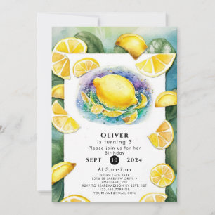 Custom Pastel Lemon Birthday Invitation