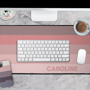 Custom Pastel Mauve Blush Pink Stripes Art Pattern Desk Mat