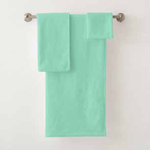 Custom Pastel Mint Solid Colour Minimalist Bath Towel Set