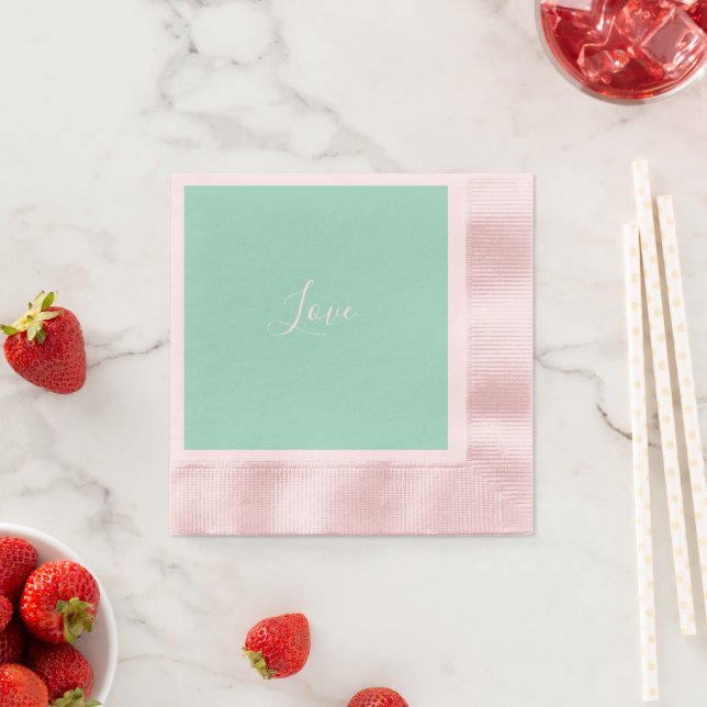 Custom Pastel Mint Solid Colour Minimalist Wedding Napkin (Insitu)