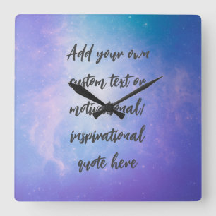 CUSTOM Pastel Motivational / Inspirational Quote Square Wall Clock