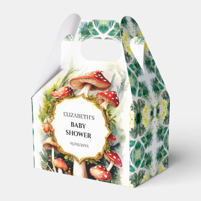 Custom Pastel Mushroom Baby Shower Favor Box (Front Side)