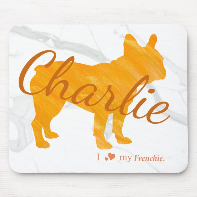 Custom Pastel Orange French Bulldog - Frenchie Mouse Pad (Front)