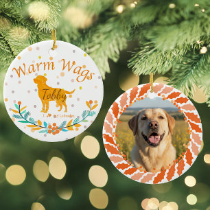 Custom Pastel Orange Labrador Retriever Christmas Ceramic Ornament