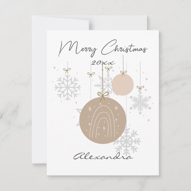 Custom pastel ornaments and snowflakes pink card (Front)