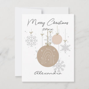 Custom pastel ornaments and snowflakes pink card