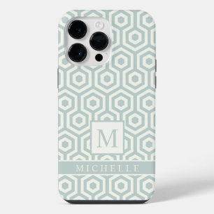 Custom Pastel Pale Soft Blue Grey White Geometric iPhone 14 Pro Max Case
