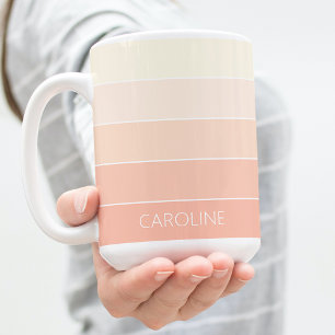 Custom Pastel Peach Orange Cream Stripes Pattern Coffee Mug