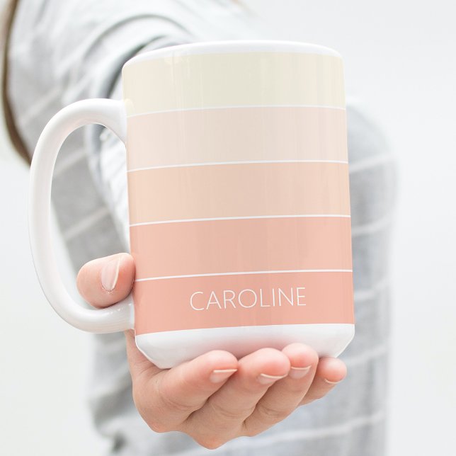 Custom Pastel Peach Orange Cream Stripes Pattern Coffee Mug (Creator Uploaded)
