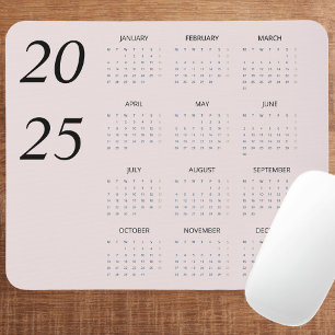 Custom Pastel Pink 2025 Calendar Elegant Mouse Pad