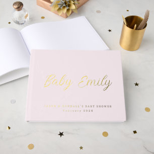 Custom Pastel Pink Baby Shower  Guest Book