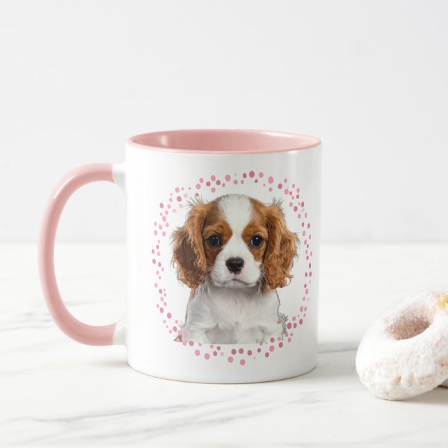 Custom pastel pink cavalier mug Photo Personalized (With Donut)