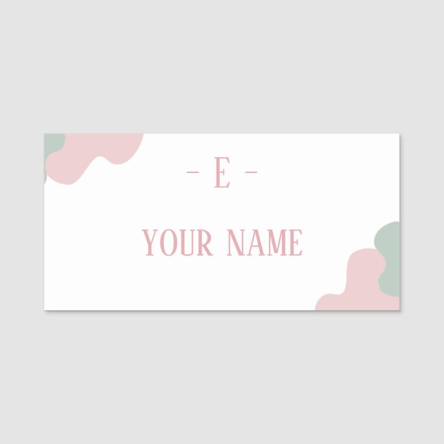 custom pastel pink clean simple name tag (Front)