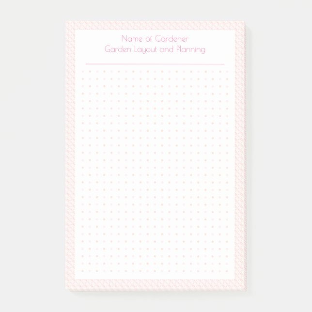 Custom Pastel Pink Dot Grid Garden Layout Planner Post-it Notes (Front)